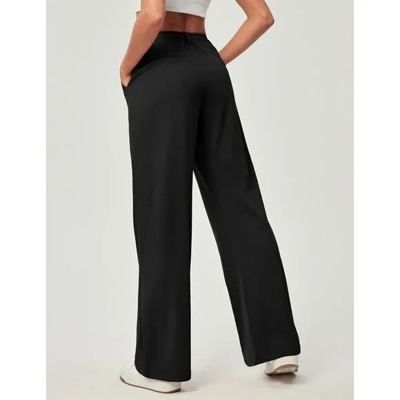 Wide Leg Pants Woman Stretchy Work Dress Pants Women Pull on Business Casual Sla - Picture 2 of 5